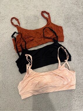 3-Pack Women's Nursing Bralette Set - Rust, Black & Blush